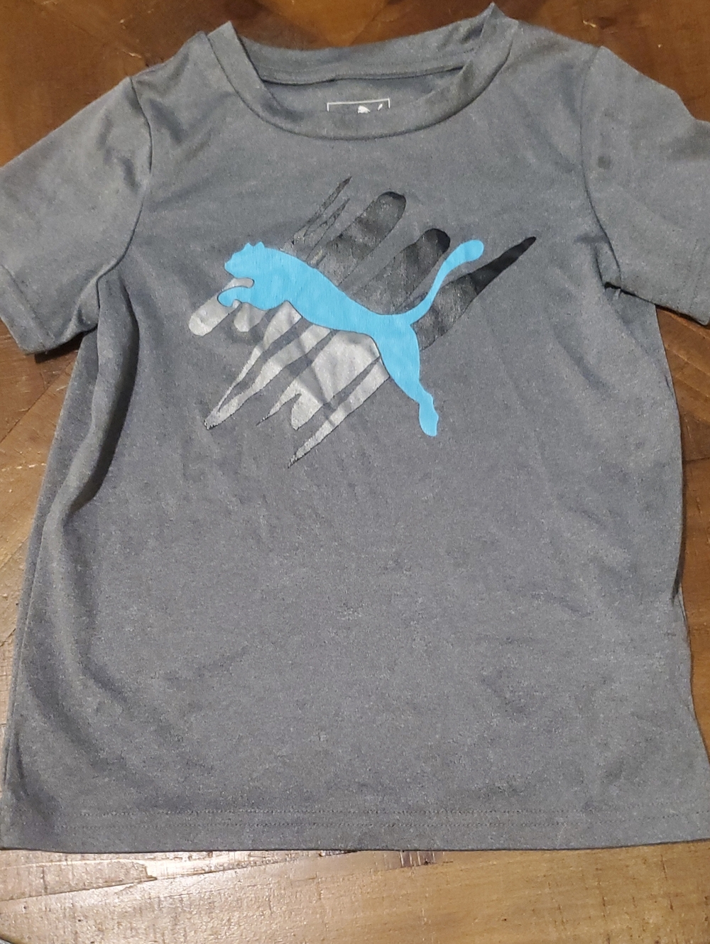 Puma Gray Short Sleeve Tee with Blue Puma Logo